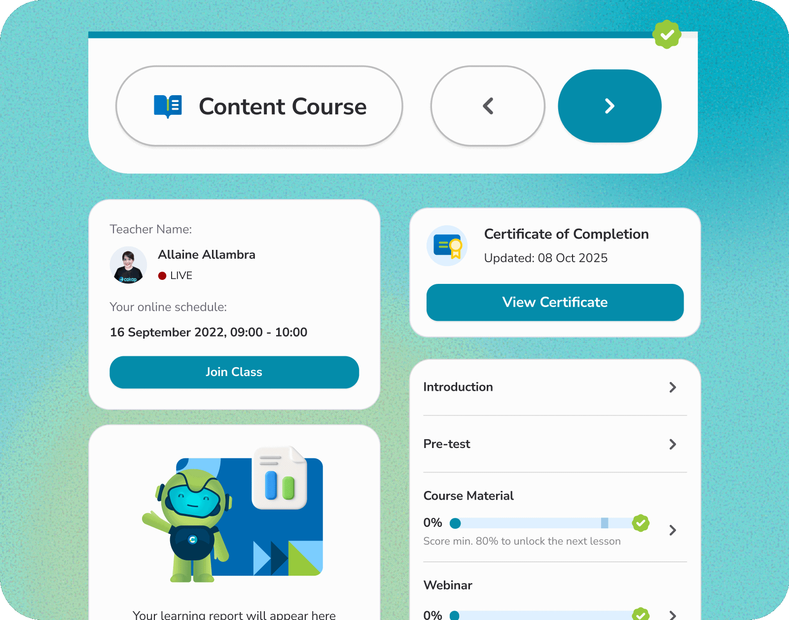 Cakap LMS Revamp — learning management system interface